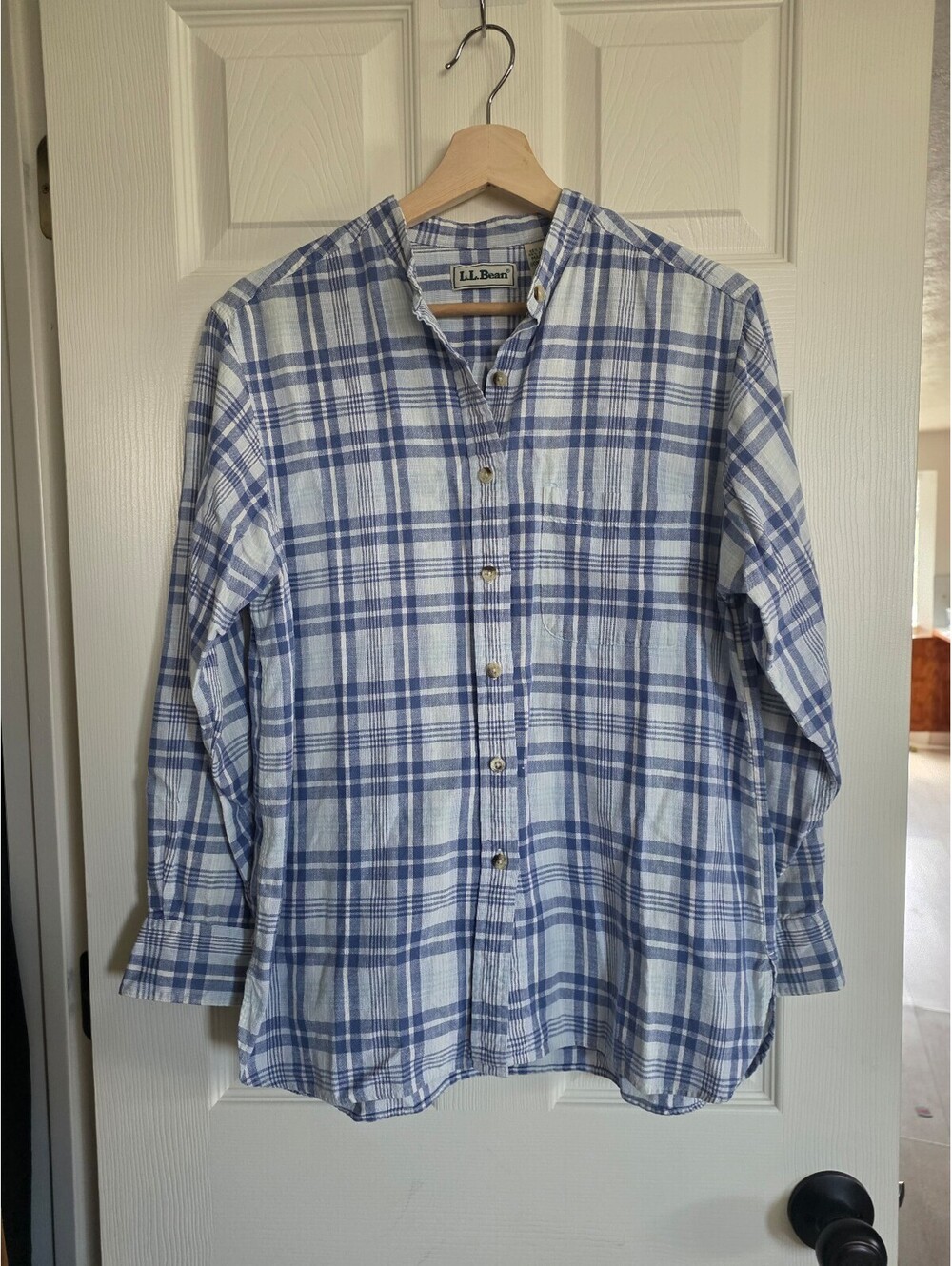 Vintage L.L Bean flannel top Linen Cotton blend size Small